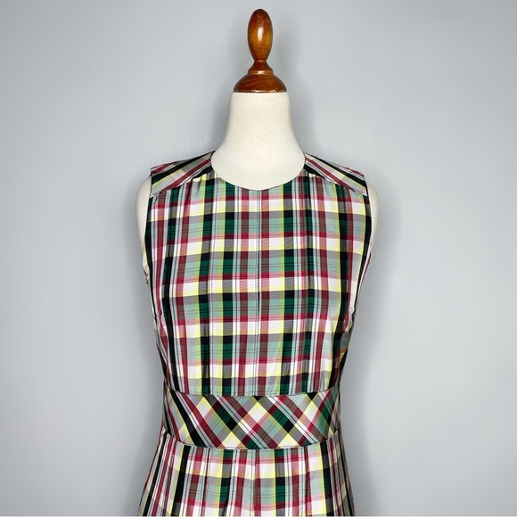 NWT BURBERRY Aria Achni Pleat Detail Check Midi Dress Size 38 US 4 - Picture 6 of 16